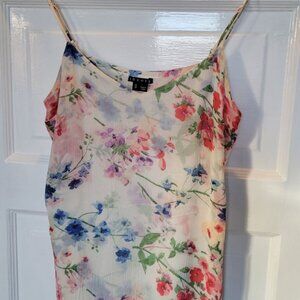 Theory M 100% Silk Floral Camisole Layered/Lined Adjustable Spaghetti Strap
